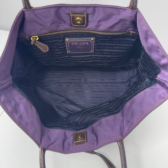 Prada Tessuto Nylon Jacquard Logo Tote in Viola Purple 16"x10" Shoulder Tote Bag - Picture 8 of 16